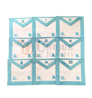 French Rite Officers Apron Set of 9